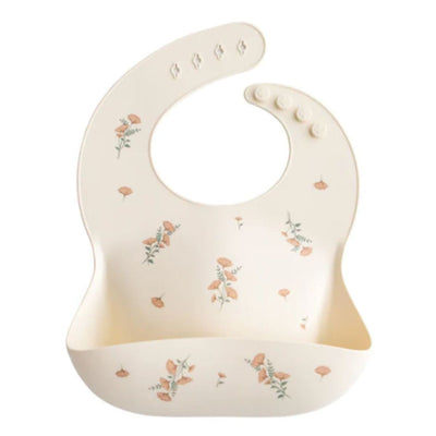 Mushie Silicone Baby Bib - Pink Flowers
