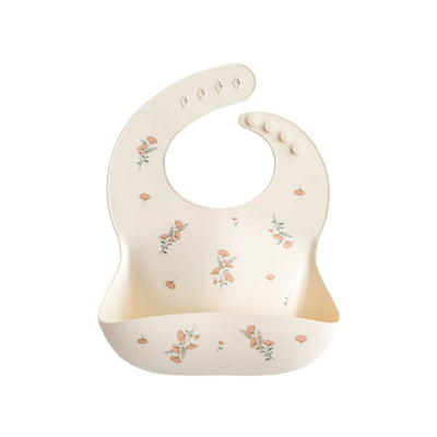 Mushie Silicone Baby Bib - Pink Flowers