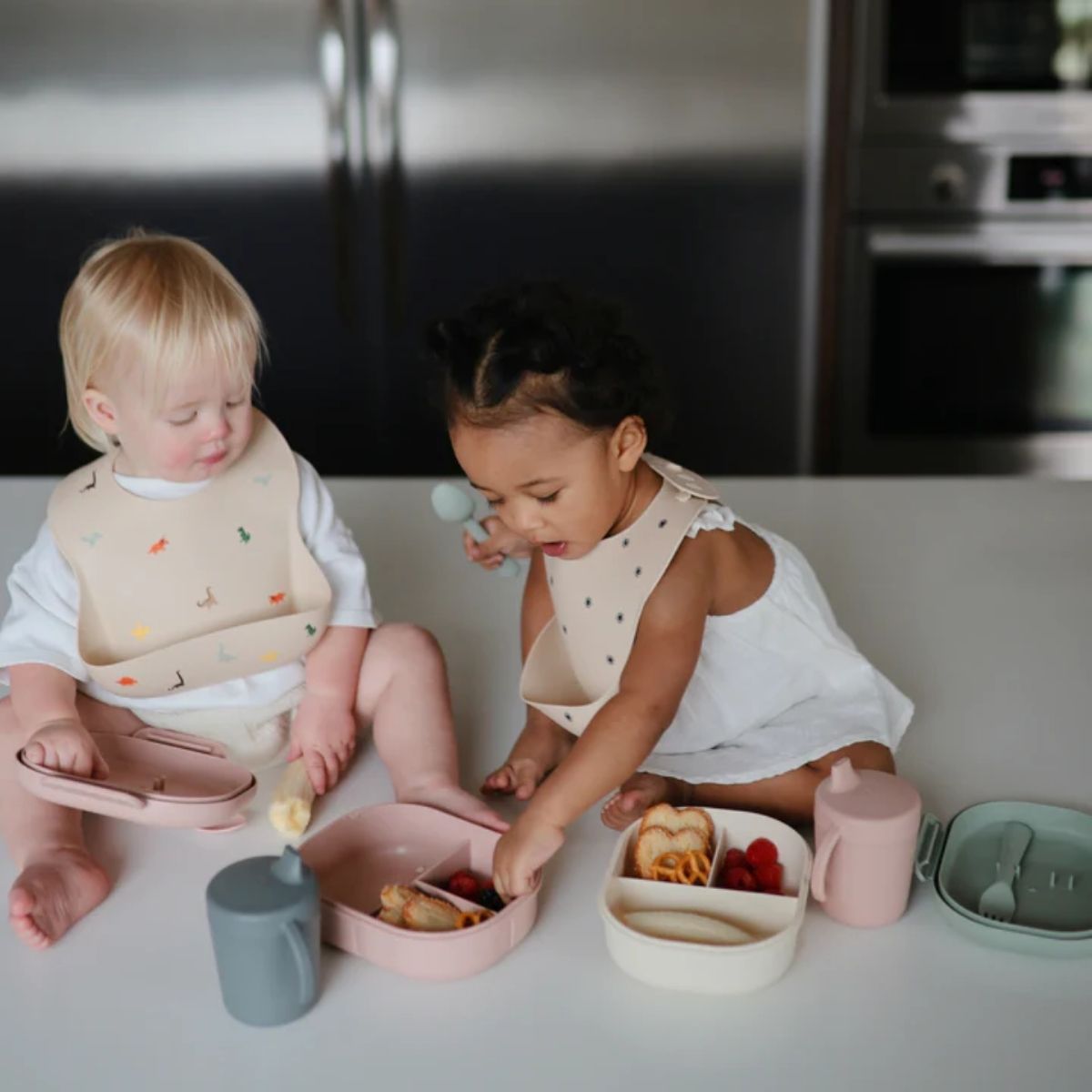 Mushie Silicone Baby Bib - Planets on Luna Baby Store Miami