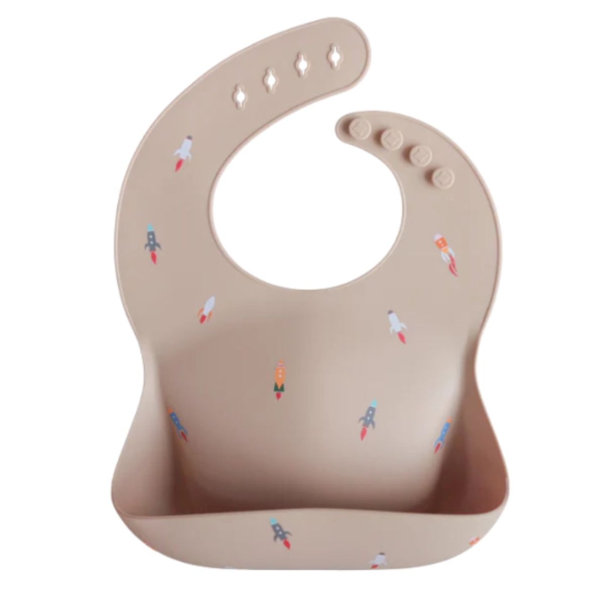 Mushie Silicone Baby Bib - Rocket Ship on Luna Baby Store Miami