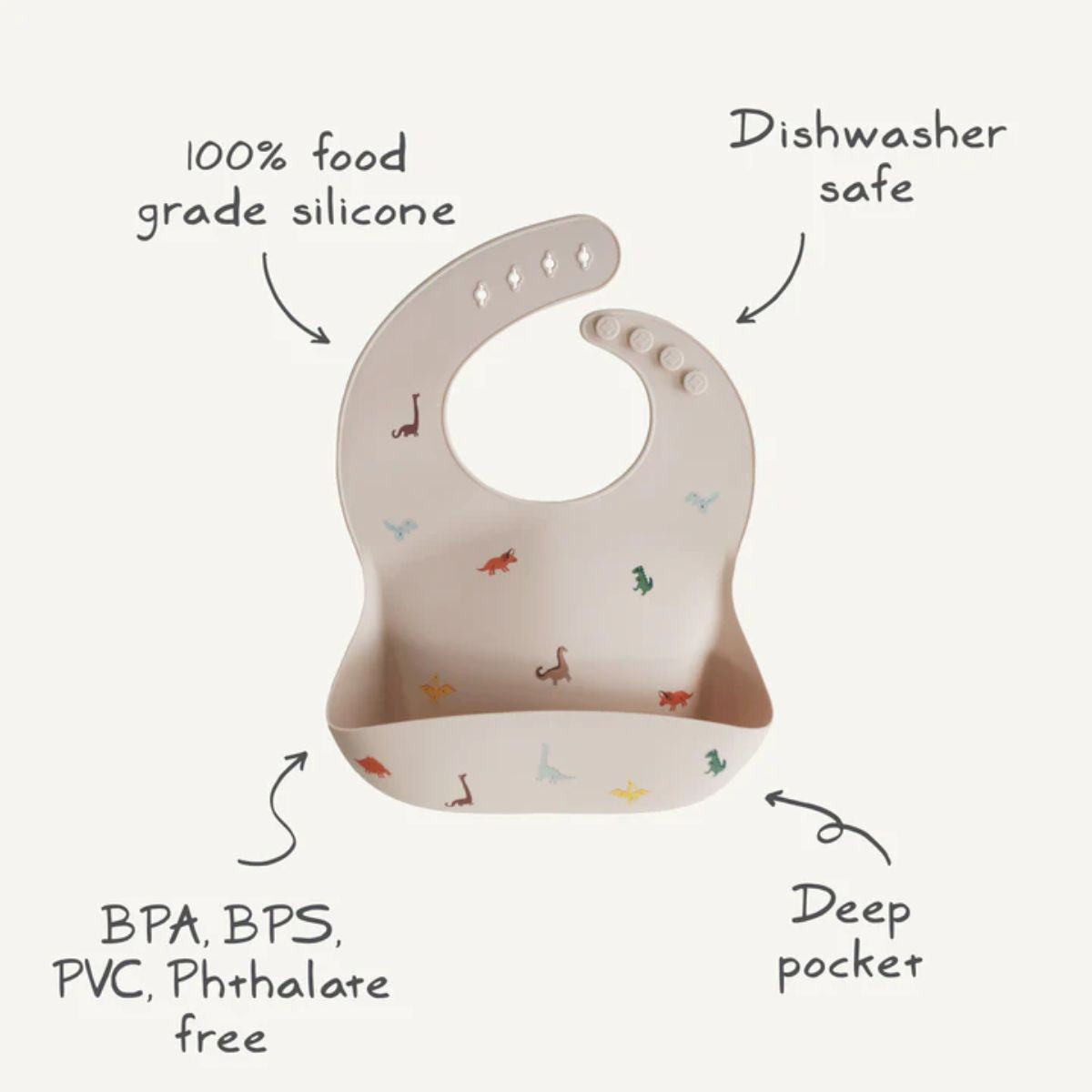 Mushie Silicone Baby Bib - Silver Sage on Luna Baby Store Miami