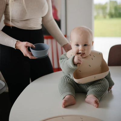 Mushie Silicone Baby Bib - Silver Sage