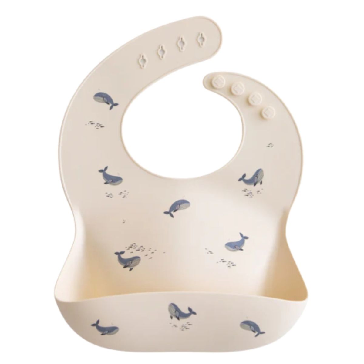 Mushie Silicone Baby Bib - Whales on Luna Baby Store Miami