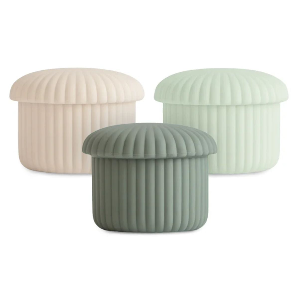 Mushie Silicone Baby Food Containers 3 pack set - Green Combo on Luna Baby Store Miami