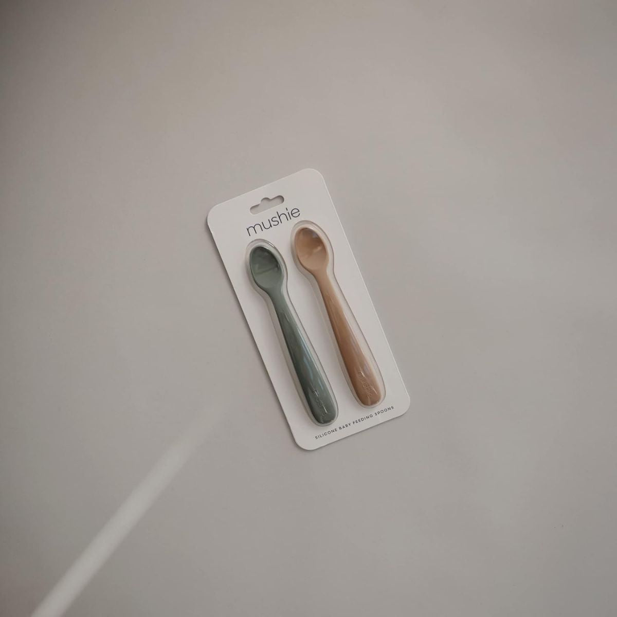 Mushie Silicone Feeding Spoons (Dried Thyme/Natural) 2-Pack