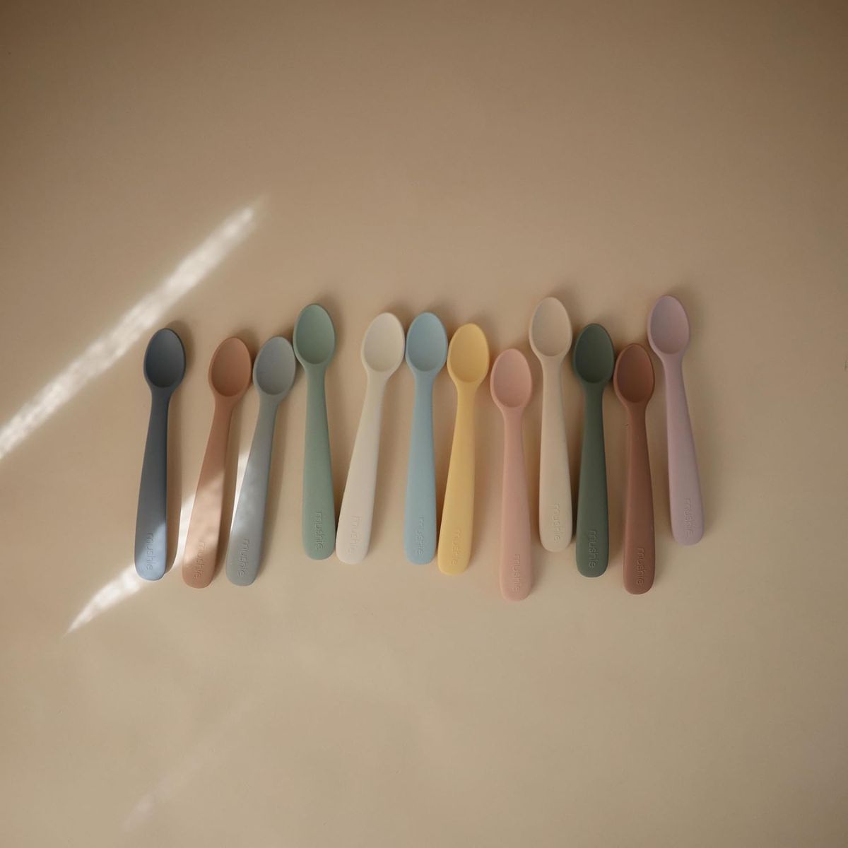 Mushie Silicone Feeding Spoons (Stone/Cloudy Mauve) 2-Pack