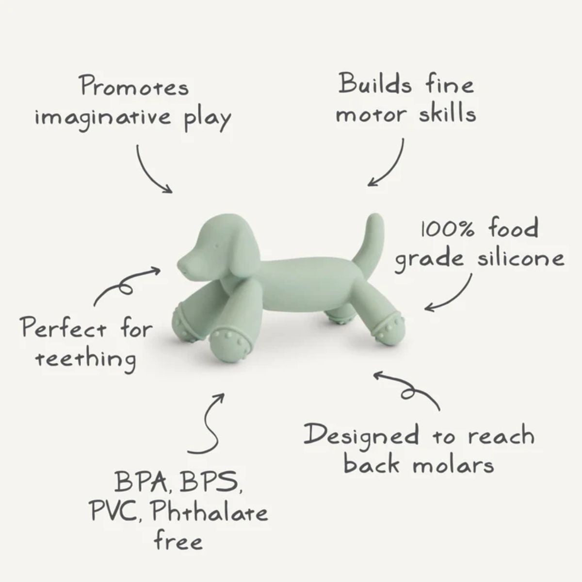 Mushie Silicone Figurine Teether - Dog on Luna Baby Store Miami