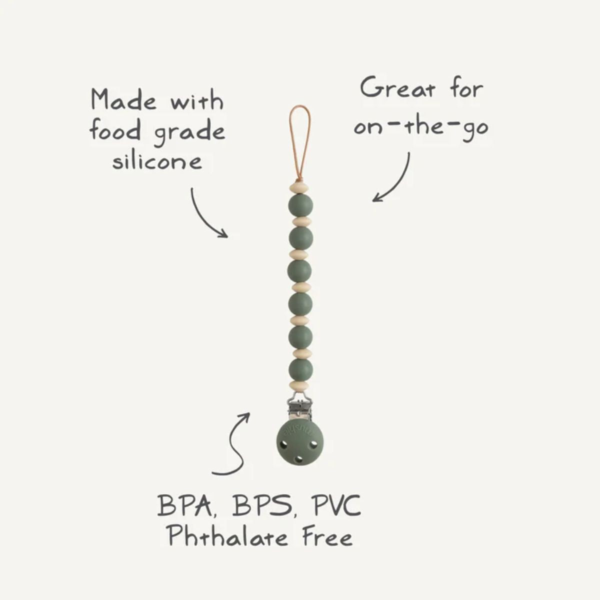Mushie Silicone Pacifier Clip Luna - Faux Wood