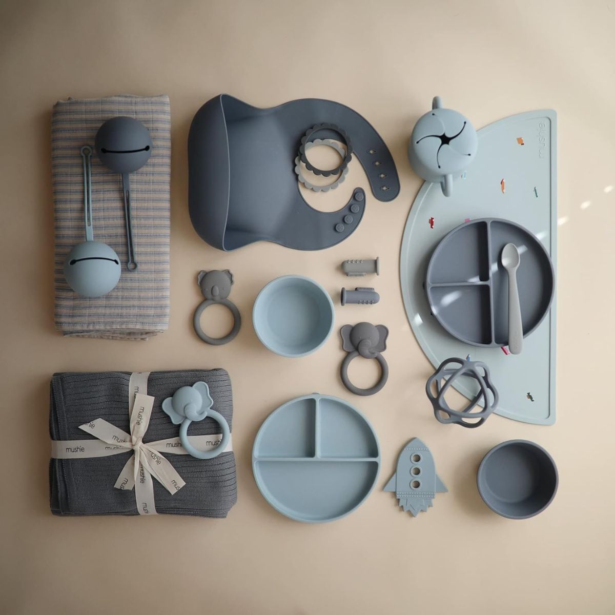 Mushie Silicone Pacifier Holder Case - Cambridge Blue