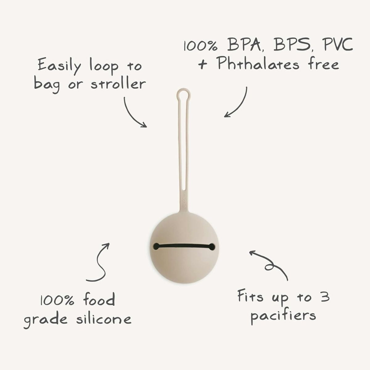 Mushie Silicone Pacifier Holder Case - Soft Lilac