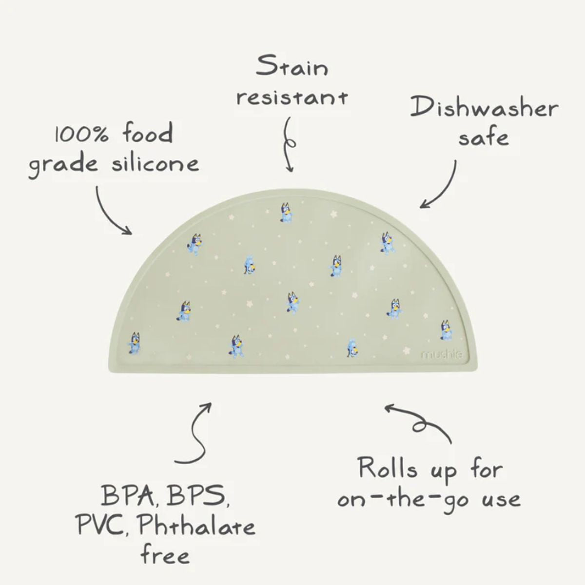 Mushie Silicone Placemat - Bluey Sage