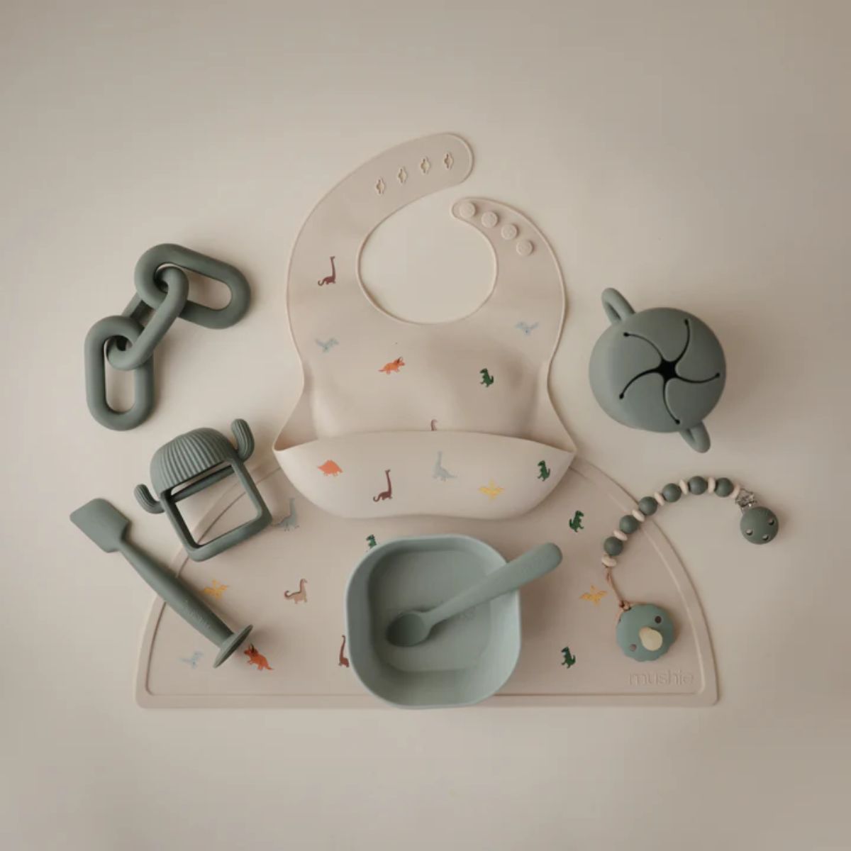 Mushie Silicone Placemat - Dinosaur on Luna Baby Store Miami