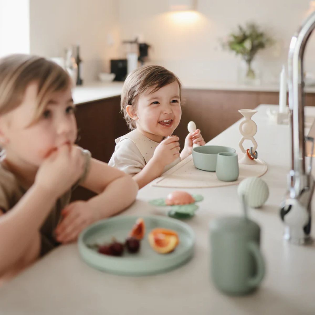 Mushie Silicone Starter Cup - Cambridge Blue on Luna Baby Store Miami