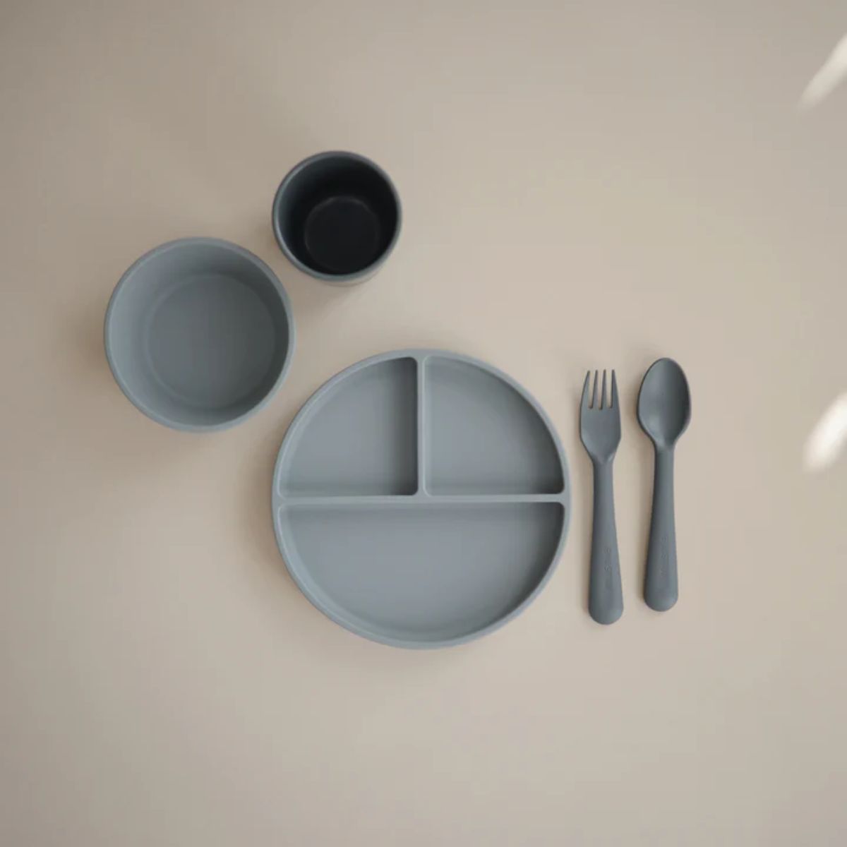 Mushie Silicone Suction Bowl - Stone on Luna Baby Store Miami
