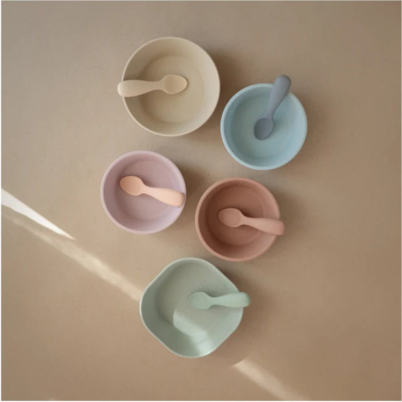 Mushie Silicone Suction Bowl Powder Blue