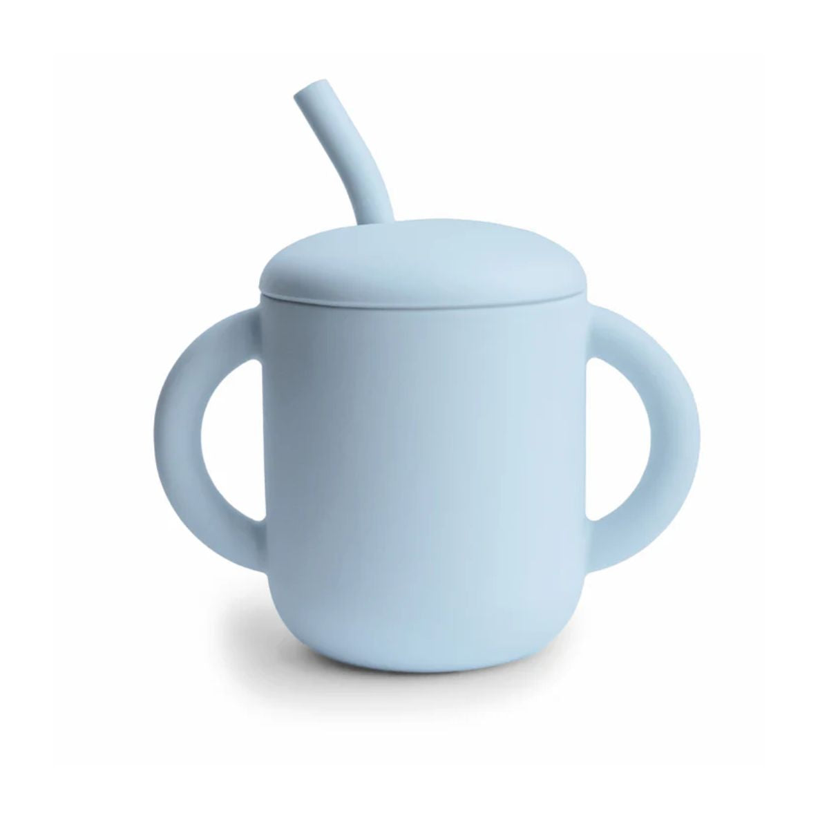 Mushie Silicone Training Cup + Straw - Powder Blue