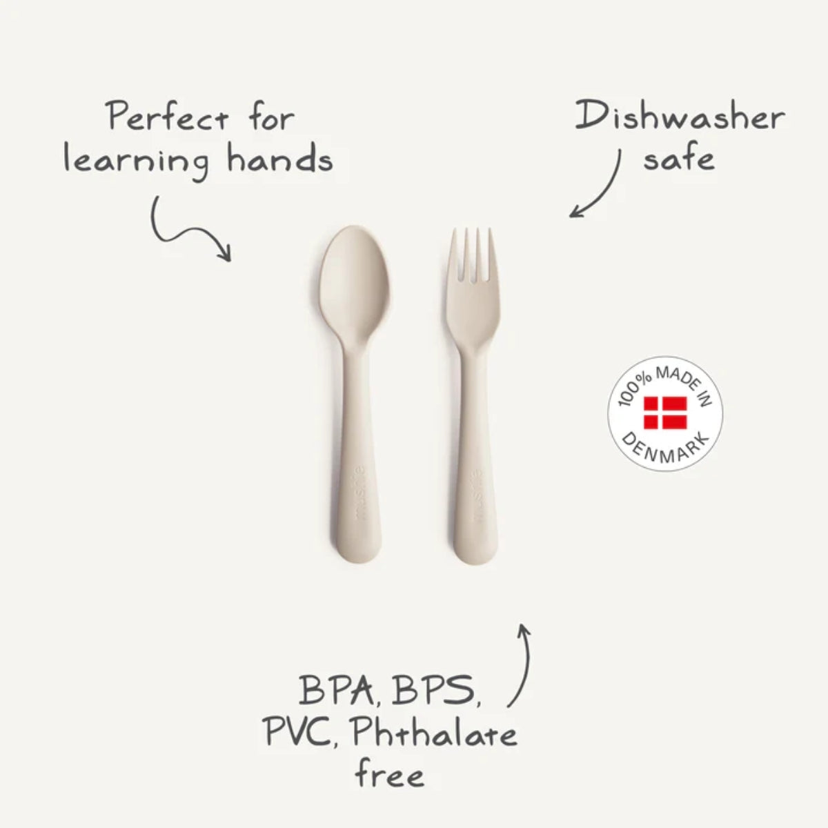 Mushie Fork and Spoon Set - Ivory - Safe & Non-Toxic