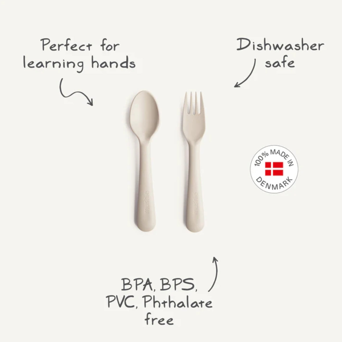 Mushie Fork and Spoon Set - Powder Blue on Luna Baby Store Miami