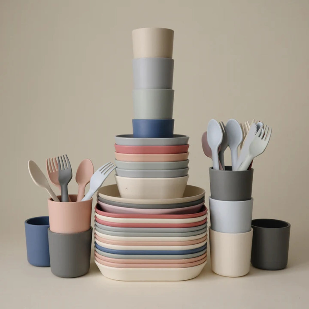 Mushie Fork and Spoon Set - Powder Blue on Luna Baby Store Miami