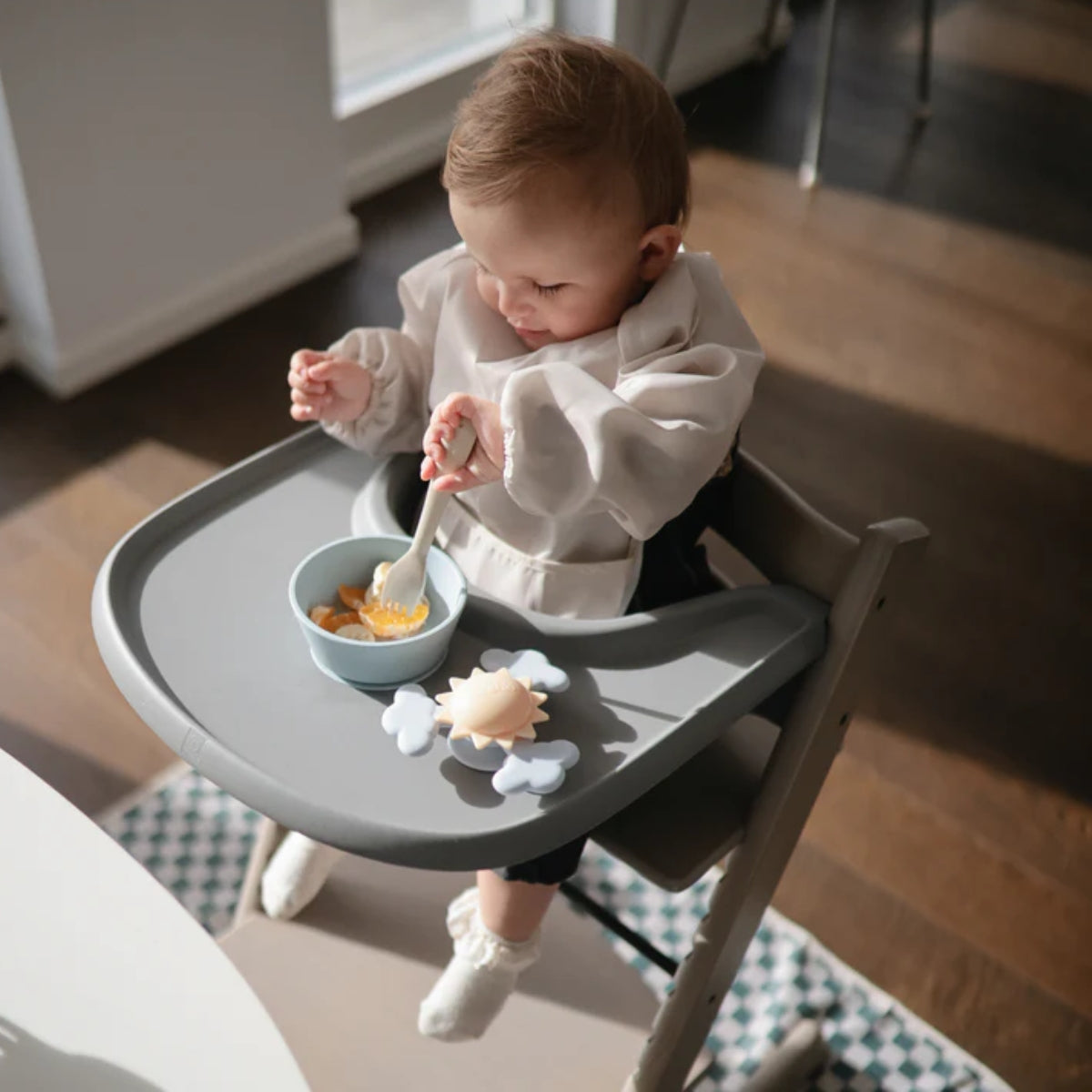 Kit de Talheres Infantil Mushie Vanilla - Dishwasher Safe for Easy Cleaning