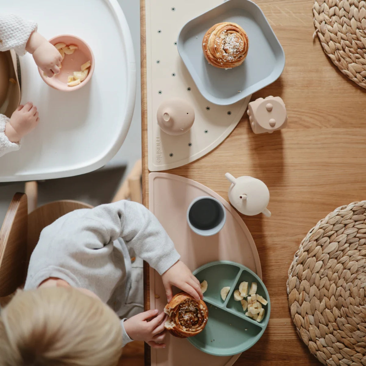 Mushie Plastic Square Dinnerware Plates Set Of 2 - Sage