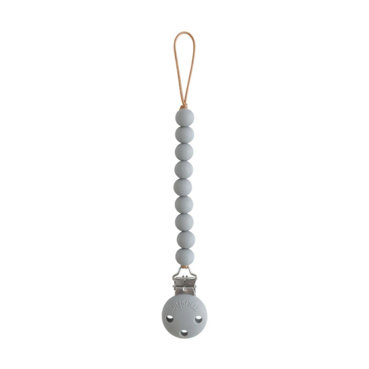 Mushie Silicone Pacifier Clip | Hera - Stone on Luna Baby Store Miami