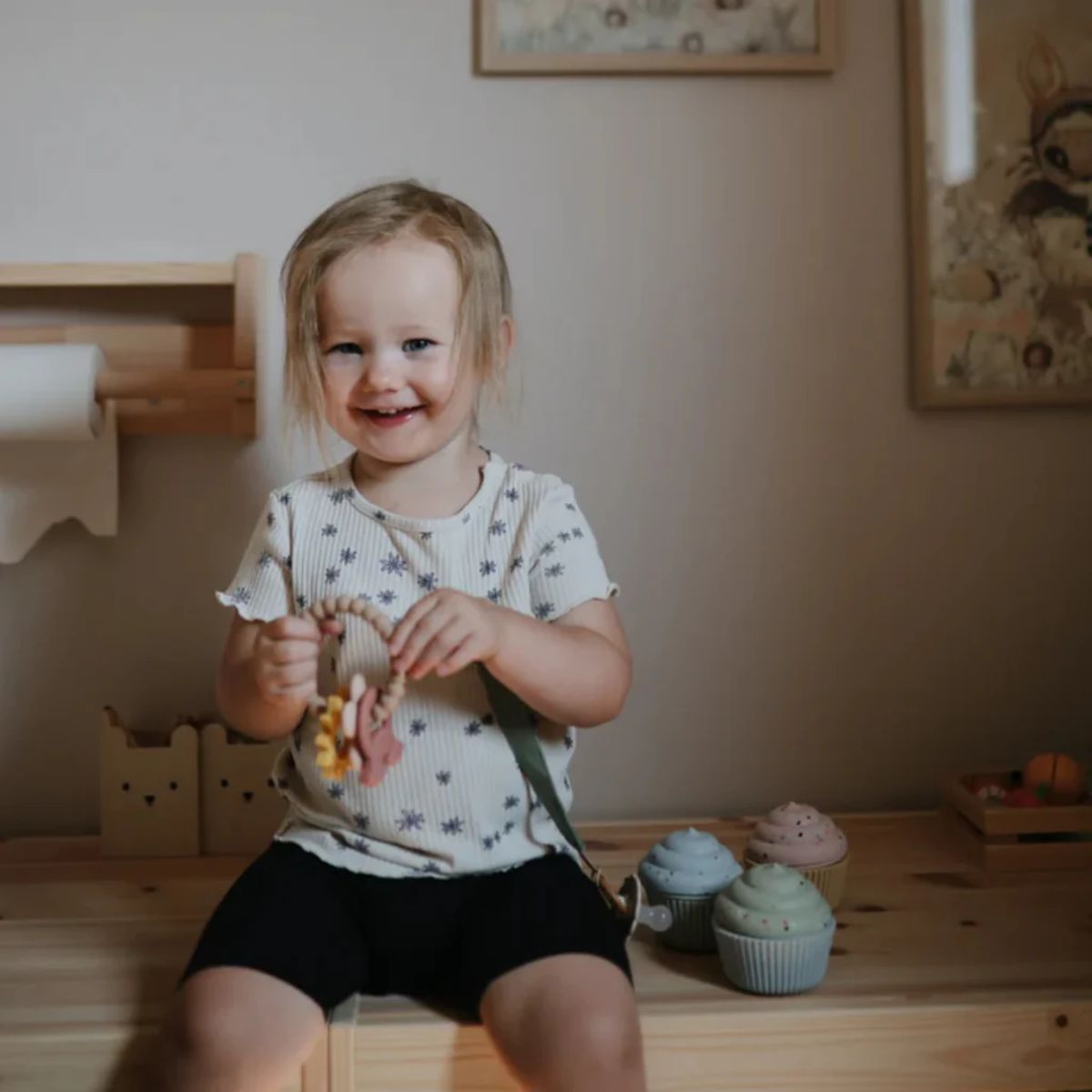 Mushie Silicone Nature Teething Ring Toy