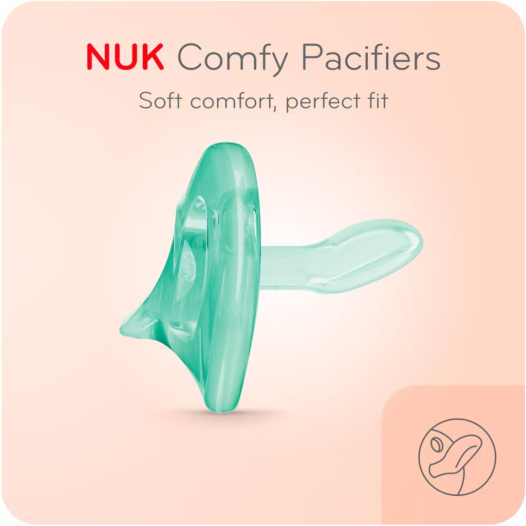 NUK Comfy 100% Silicone Pacifier, 0-6 months 3Pk Green