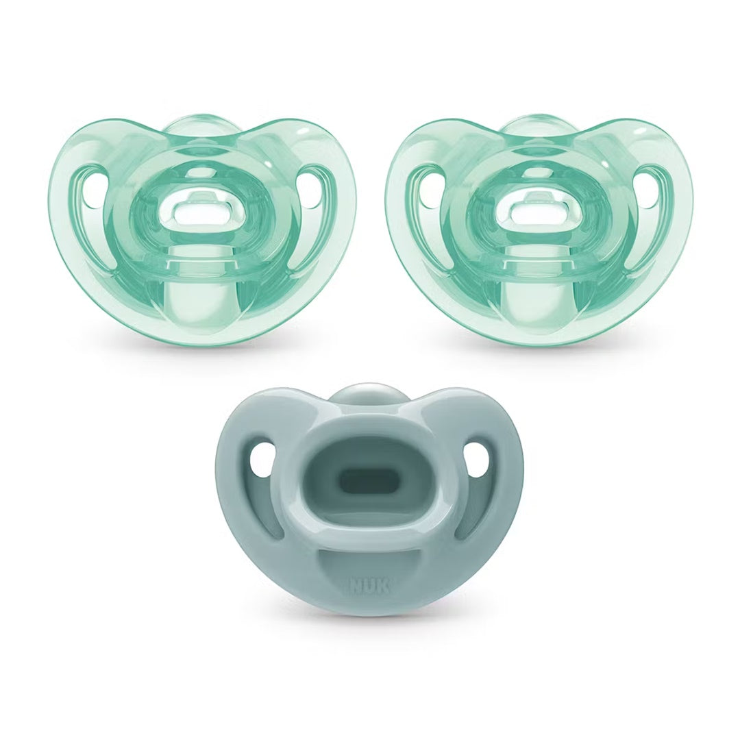 NUK Comfy 100% Silicone Pacifier, 0-6 months 3Pk Green