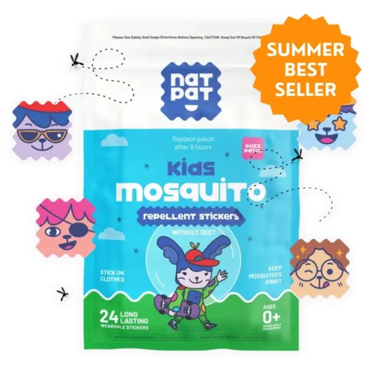 NATPAT BuzzPatch Mosquito Repellent Patches, 24 Pack on Luna Baby Store Miami