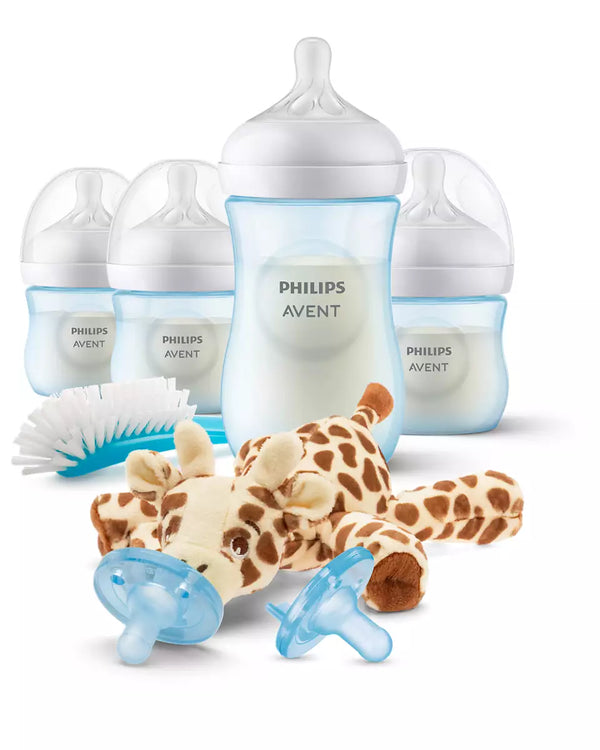 Natural Baby Bottle With Natural Response Nipple - Blue Baby Gift Set With Snuggle