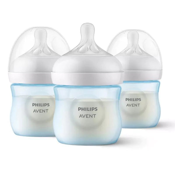 Natural Baby Bottle With Natural Response Nipple 3 Pk- Blue 4 Oz