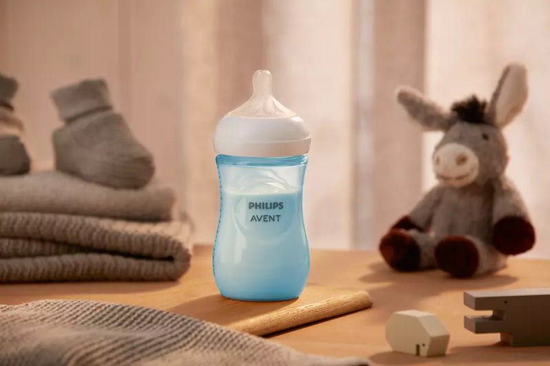 Natural Baby Bottle With Natural Response Nipple - Blue Baby Gift Set With Snuggle