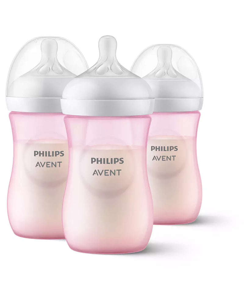 Natural Baby Bottle With Natural Response Nipple - Pink, 9oz, 3Pk