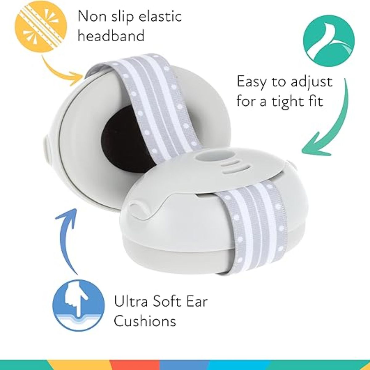 Nuby Soft Sounds Adjustable Earmuffs for Babies - Gray