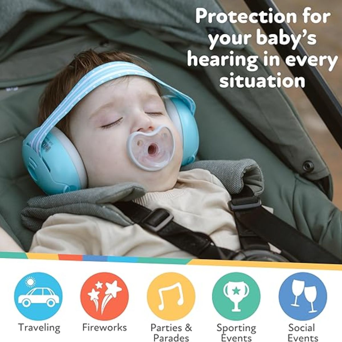 Nuby Soft Sounds Adjustable Earmuffs for Babies - White