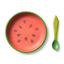 Oli & Carol Dinnerware Plate & Spoon Set - Wally The Watermelon on Luna Baby Store Miami