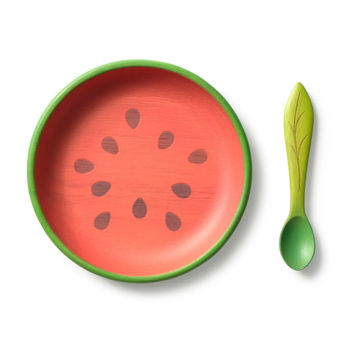 Oli & Carol Dinnerware Plate & Spoon Set - Wally The Watermelon on Luna Baby Store Miami