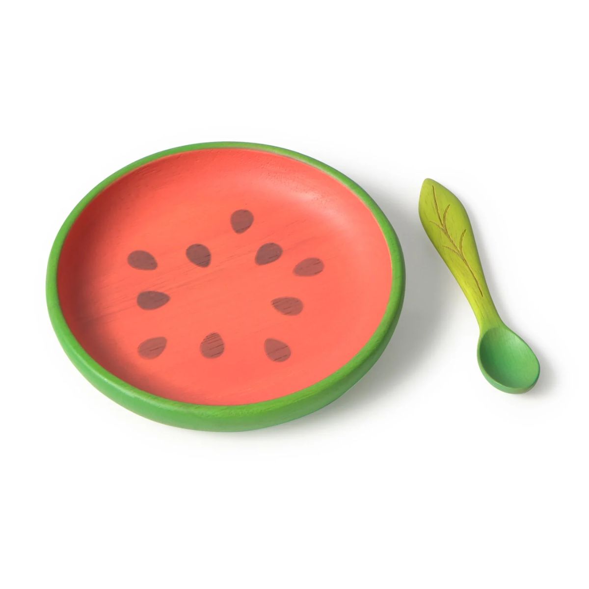 Oli & Carol Dinnerware Plate & Spoon Set - Wally The Watermelon on Luna Baby Store Miami