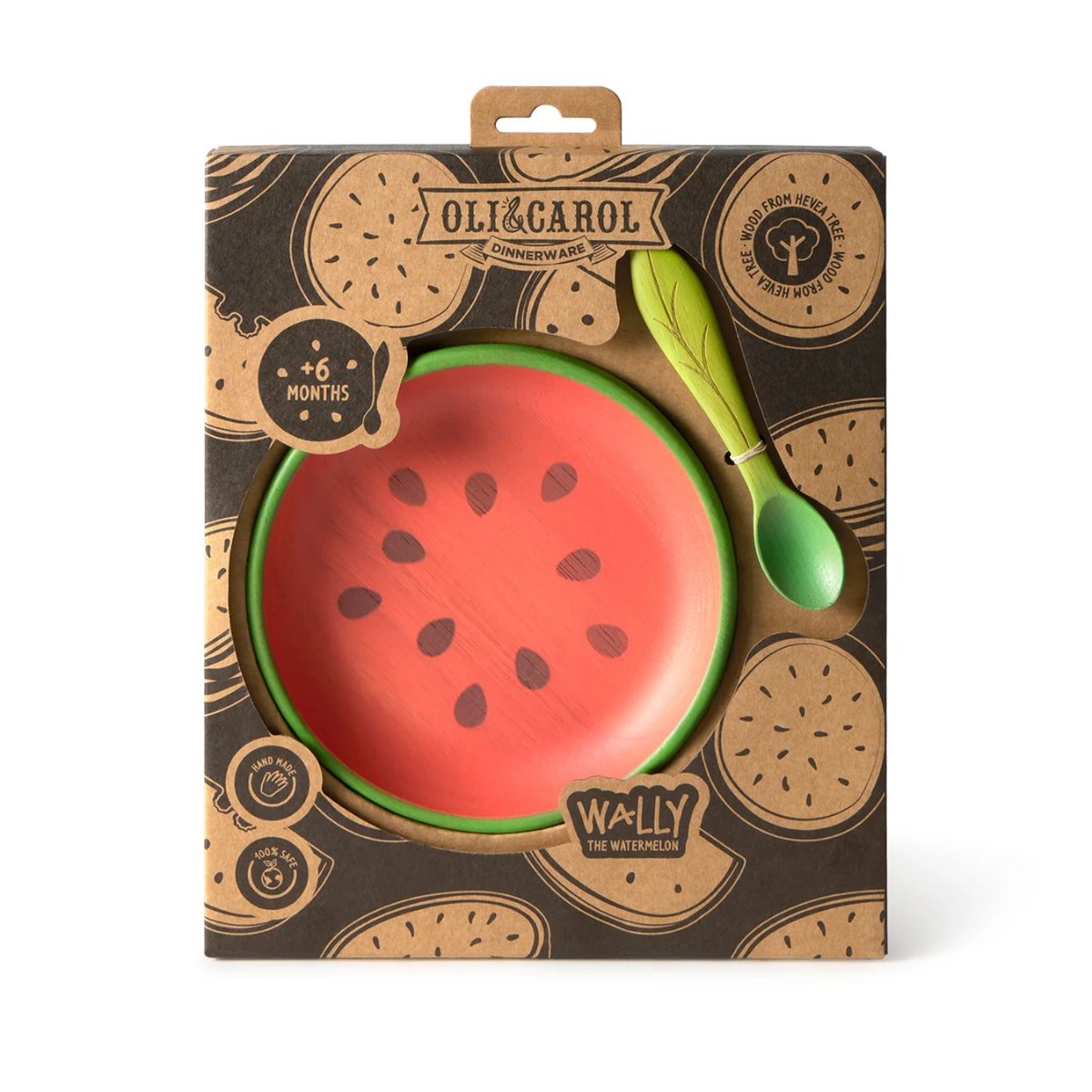 Oli & Carol Dinnerware Plate & Spoon Set - Wally The Watermelon on Luna Baby Store Miami
