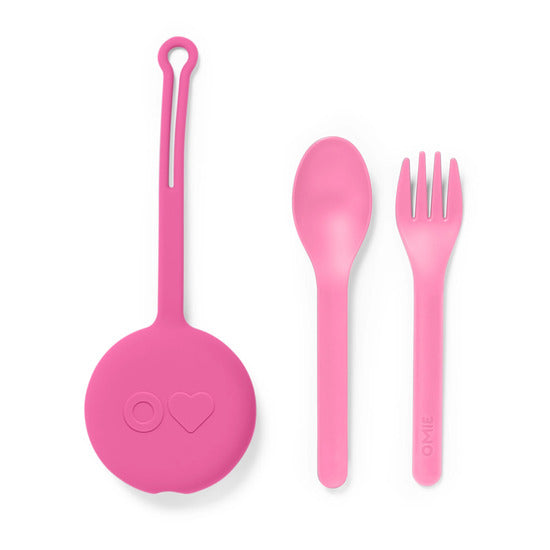 Conjunto de Talheres Com Estojo Omiebox Bubble Pink - Convenient Utensil Storage