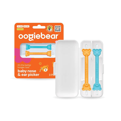 Oogiebear Infant Nose & Ear Cleaner Two Pack - Orange/Sea Foam with Case