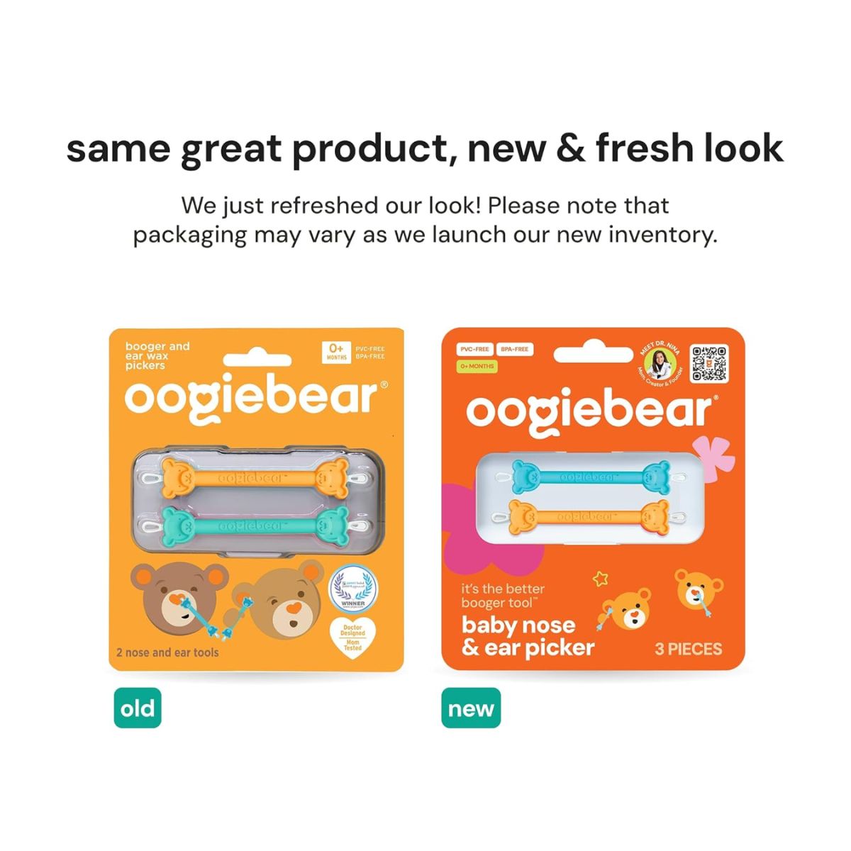 Oogiebear Infant Nose & Ear Cleaner Two Pack - Orange/Sea Foam with Case