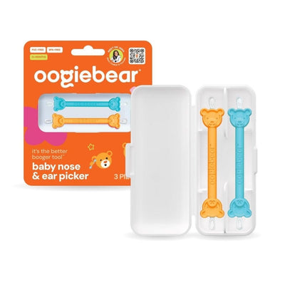Oogiebear Infant Nose & Ear Cleaner Two Pack - Orange/Sea Foam with Case