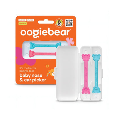 Oogiebear Infant Nose & Ear Cleaner Two Pack - Raspberry/Sea Foam with Case