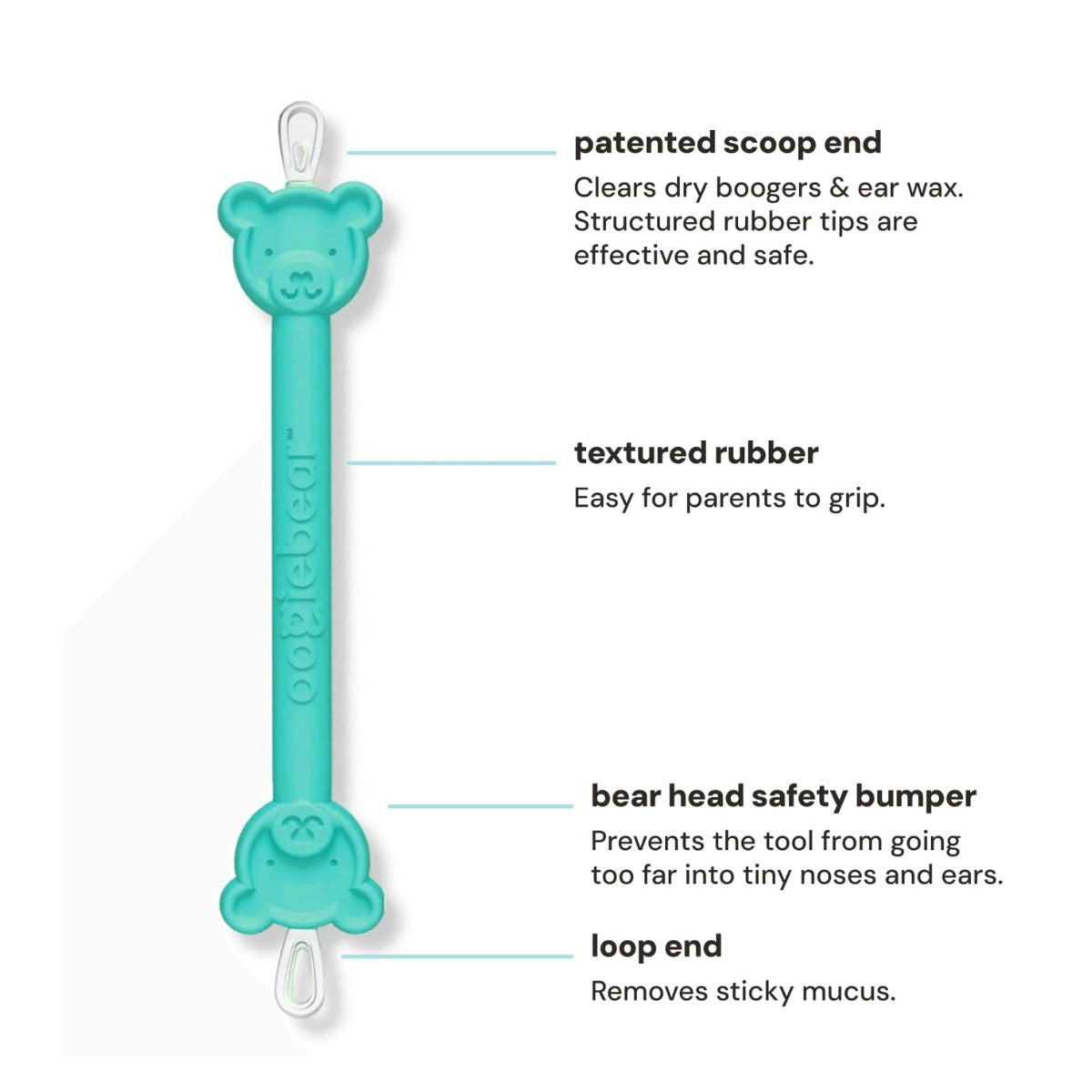 Oogiebear Infant Nose & Ear Cleaner Two Pack - Raspberry/Sea Foam with Case - Safe and Gentle Design