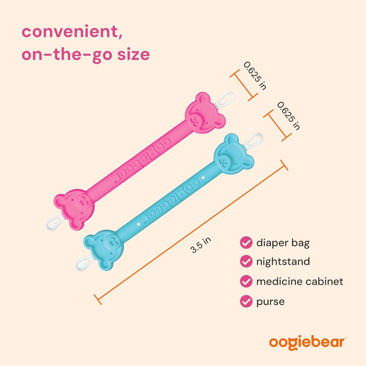 Oogiebear Infant Nose & Ear Cleaner Two Pack - Raspberry/Sea Foam with Case