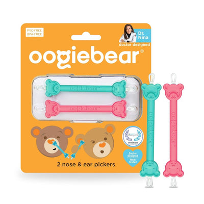 Oogiebear Infant Nose & Ear Cleaner Two Pack - Raspberry/Sea Foam with Case