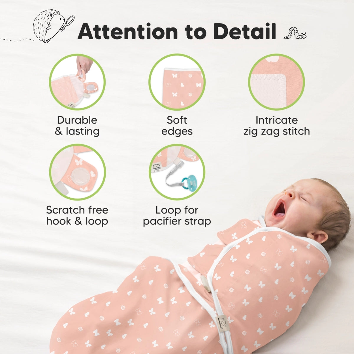 KeaBabies 3pk Soothe Baby Swaddles 0-3 Months, Sleep Sack for Newborns Butterflies