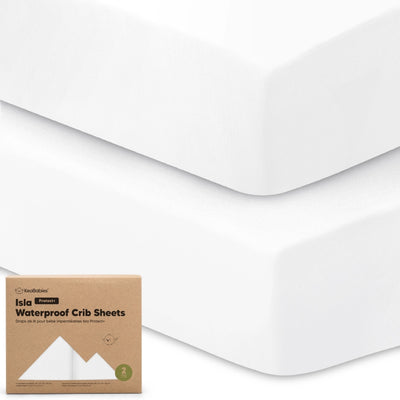 Keababies 2pk Waterproof Crib Sheets Baby Mattress Protector - Soft White